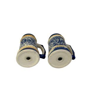 Vintage Salt & Pepper Shaker Set Ceramic Beer Mug‎ Blue White